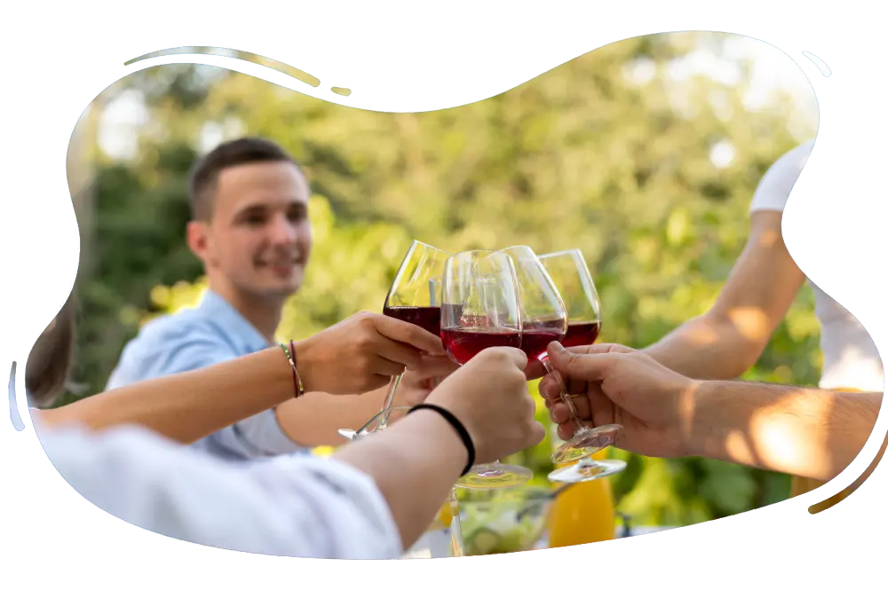 close-up-friends-clinking-wine-glasses at Affordable Luxury Limousines for Napa Valley Winery Tour